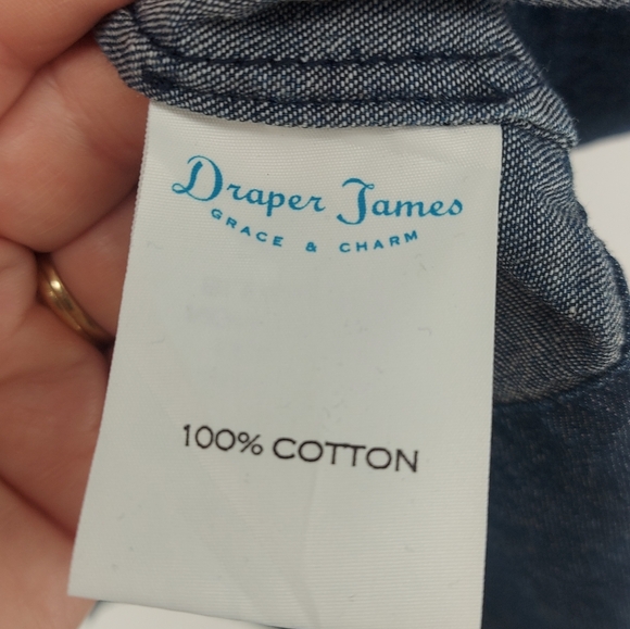Draper James Chambray Ruffle Shift Dress Size 2 - Picture 8 of 12